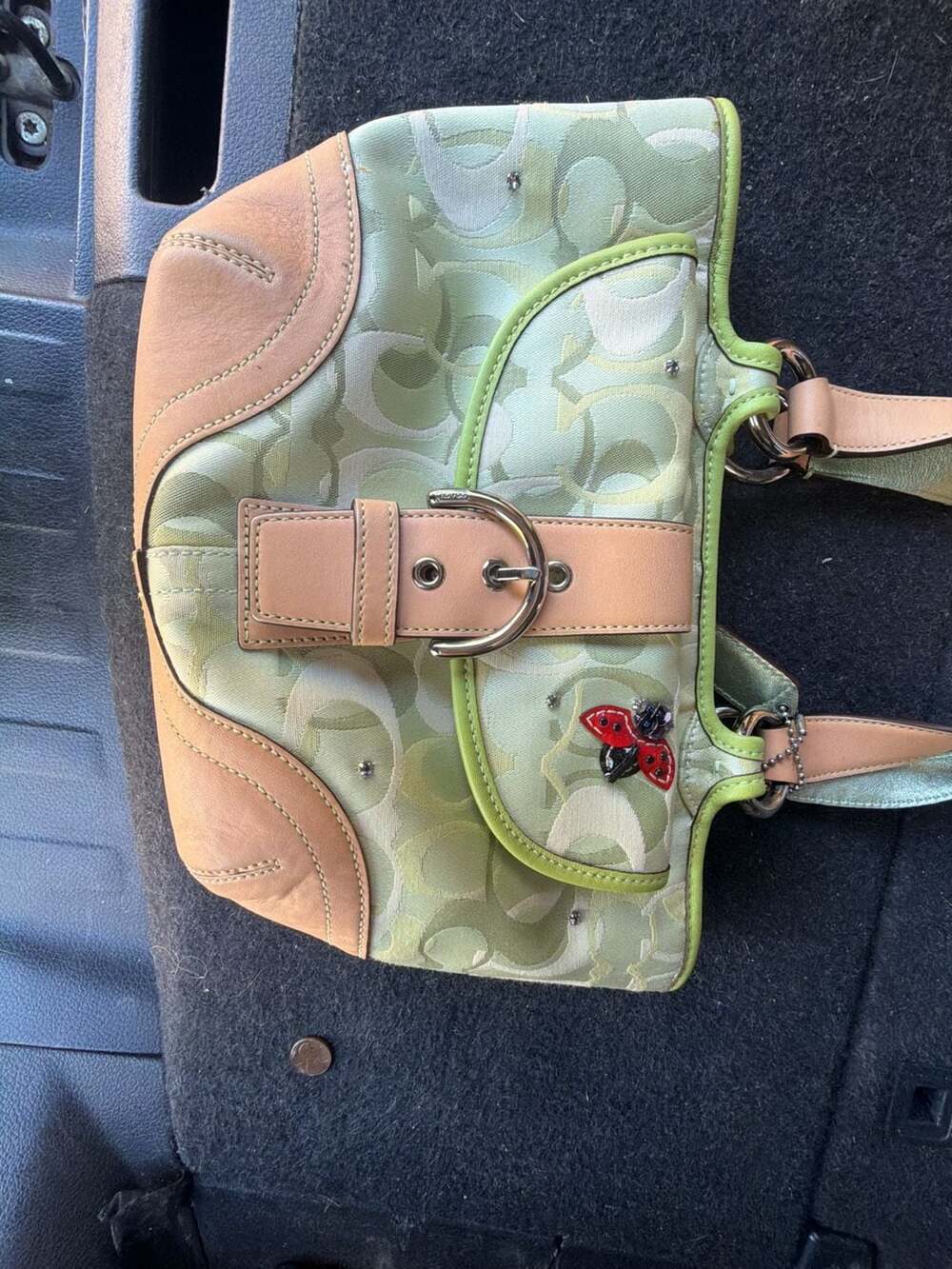 Coach Soho Signature Optic Green Ladybug Monogram Hob… - Gem